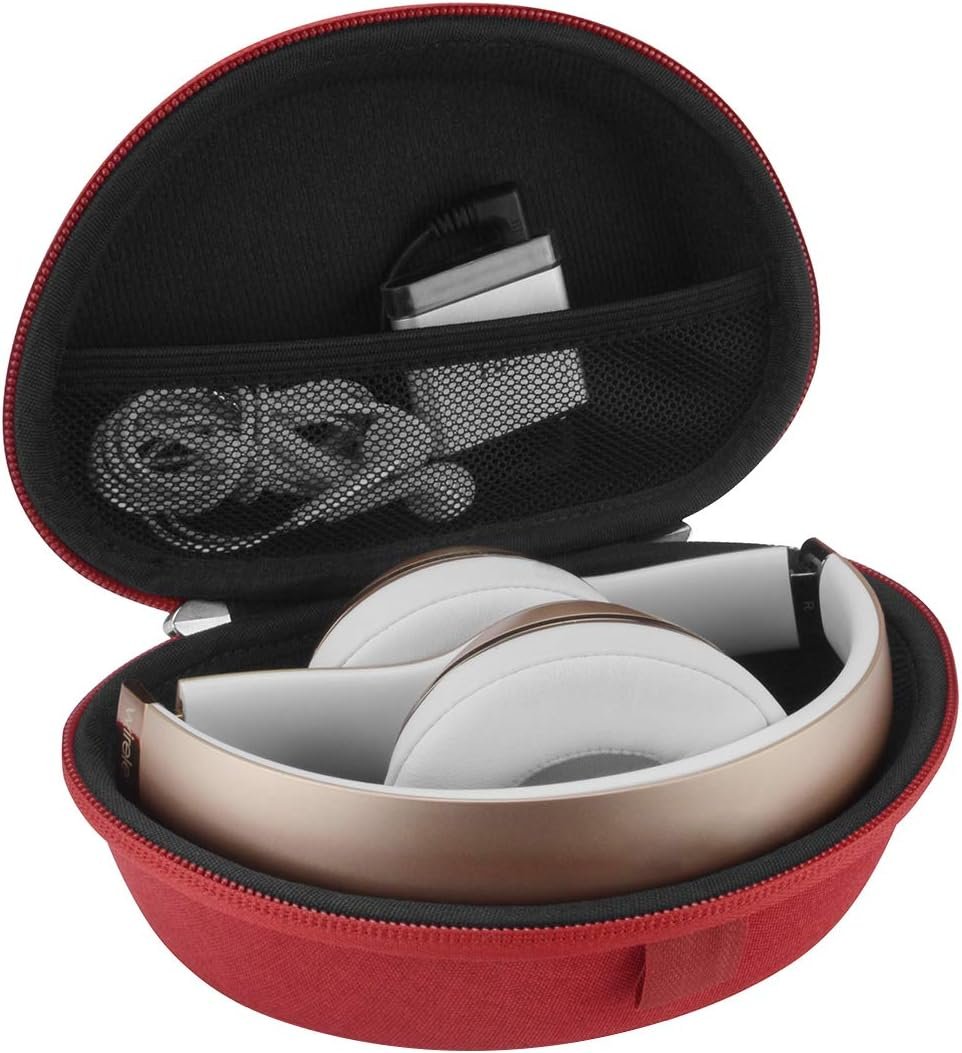 Geekria Shield Headphones Case Compatible with Beats Solo 4, Solo 3, Solo 2, Solo Pro Wireless, Solo HD Case, Replacement Hard Shell Travel Carrying Bag with Cable Storage (Red) - Image 4
