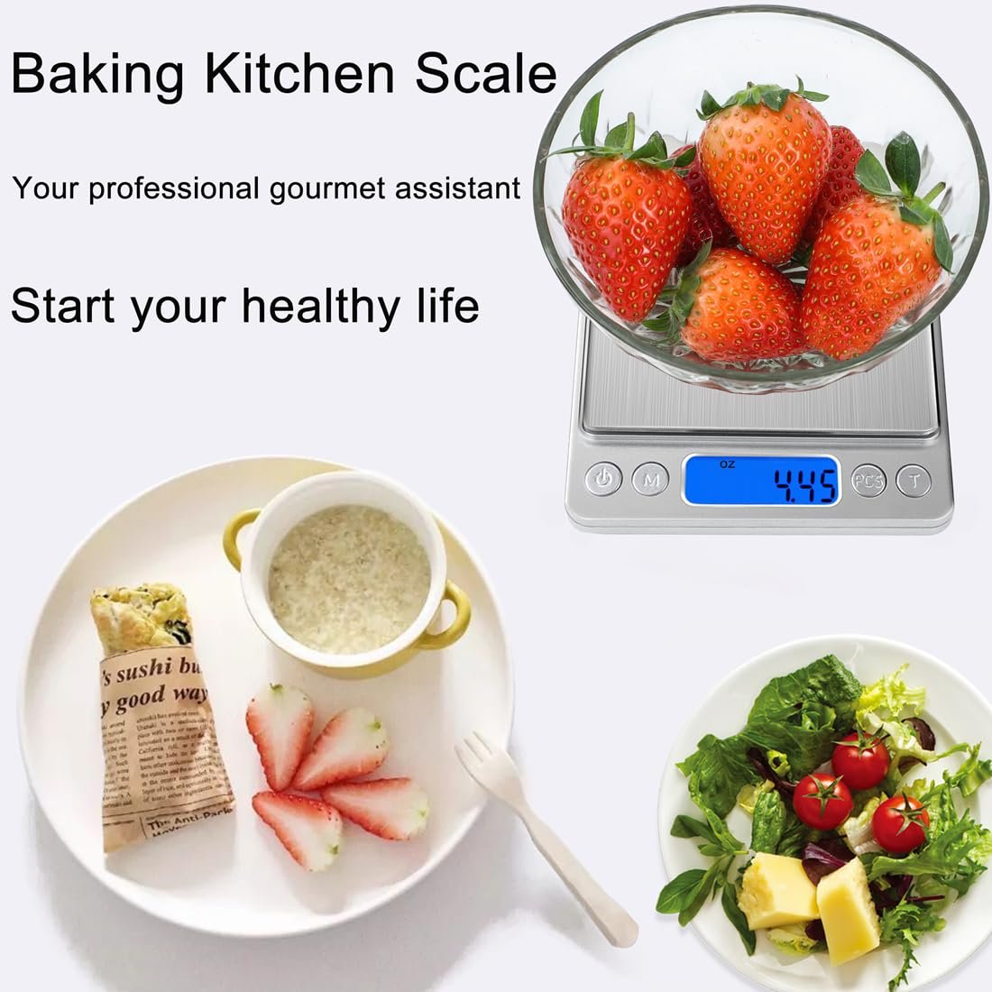 Food Scale Digital Kitchen Scale for Food Ounces and Grams, Small Pocket Scale for Weight, Cooking, Coffee, Jewelry, Baking, 3000g, 0.1g/0.01oz Precision (2 Trays) - Image 8