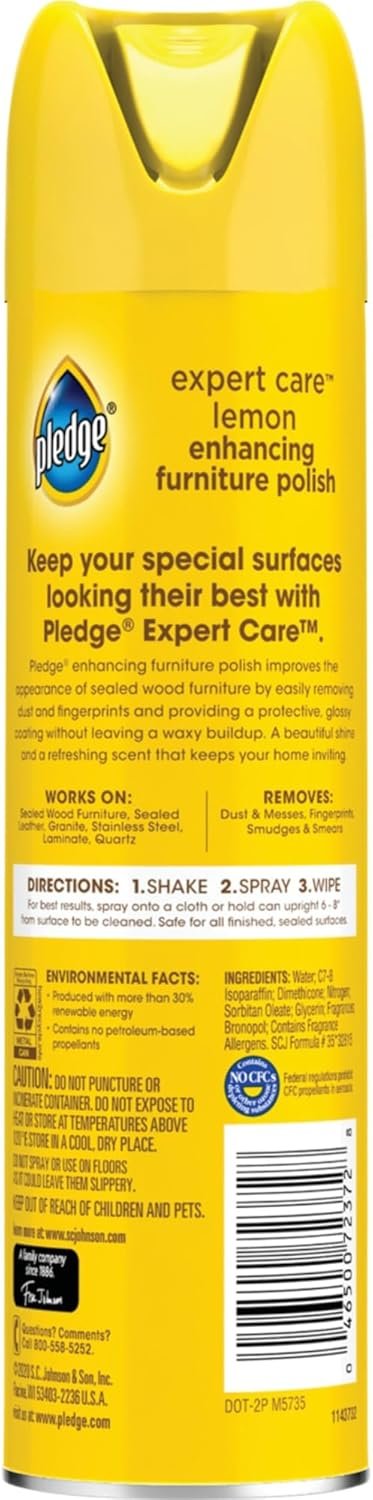Pledge Expert Care Wood Polish Spray, Shines and Protects, Removes Fingerprints, Lemon, 9.7 oz (Pack of 1) - Image 4