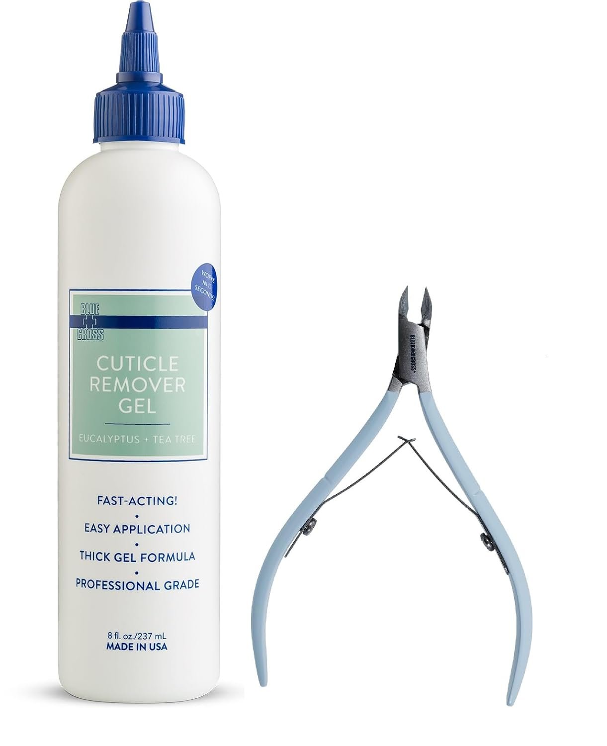 Blue Cross Professional Nail Care, Hydrating, Moisturizing, Strengthening Cuticle Remover + Softener Gel in Eucalyptus/Tea Tree with 6mm Jaw Cuticle Nippers, 2 Pack - Image 2