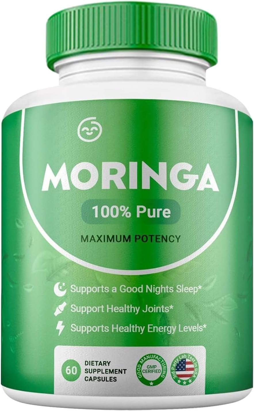 Moringa Powder Capsules Pure Nutrient Rich Moringa Powder Natural Green Antioxidant Superfood Supports Energy Skin Health Gut Health with Essential Vitamins and Amino Acids (Pack of 1) - Image 2