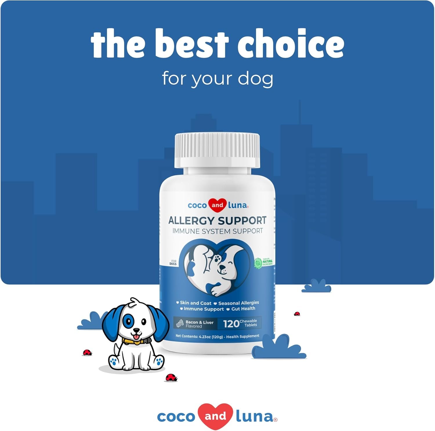 Allergy Support for Dogs - 120 Chewable Tablets - with Vitamin C, Omega 3 and Colostrum - Dog Itch Relief, Allergy Relief for Dogs, Skin Soother for Dogs - with Probiotics for Immune System Health - Image 8