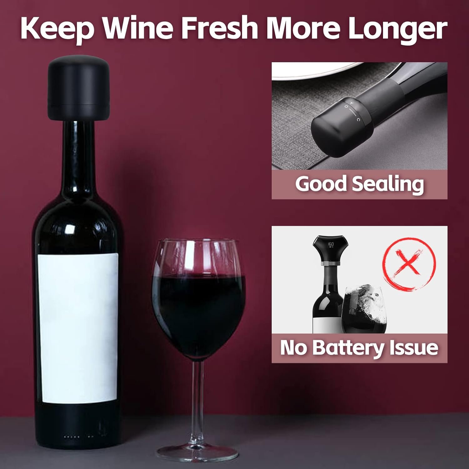 Electric Wine Opener Battery Operated Automatic Wine Bottle Opener with Wine Stopper & Foil Cutter for Wine Bottles, One-click Button Wine Corkscrew for Kitchen Bar Wine Lovers House Warming Gifts - Image 5