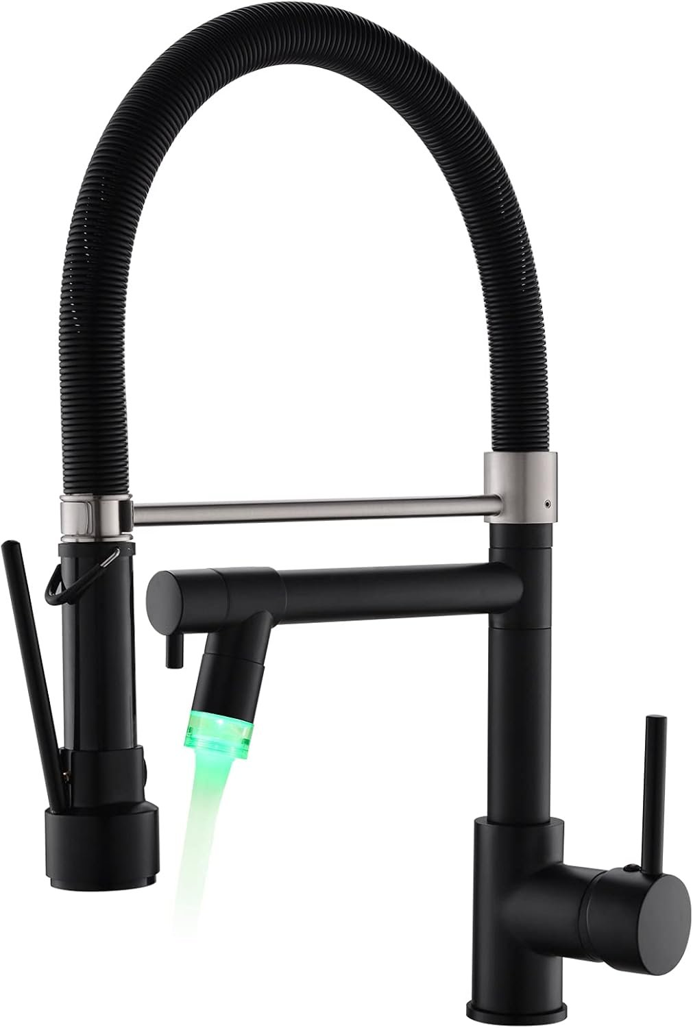 Black Kitchen Faucet,Fapully Single Handle Pull Down Kitchen Faucet with Sprayer,LED Facuet for Kitchen Sink - Image 2