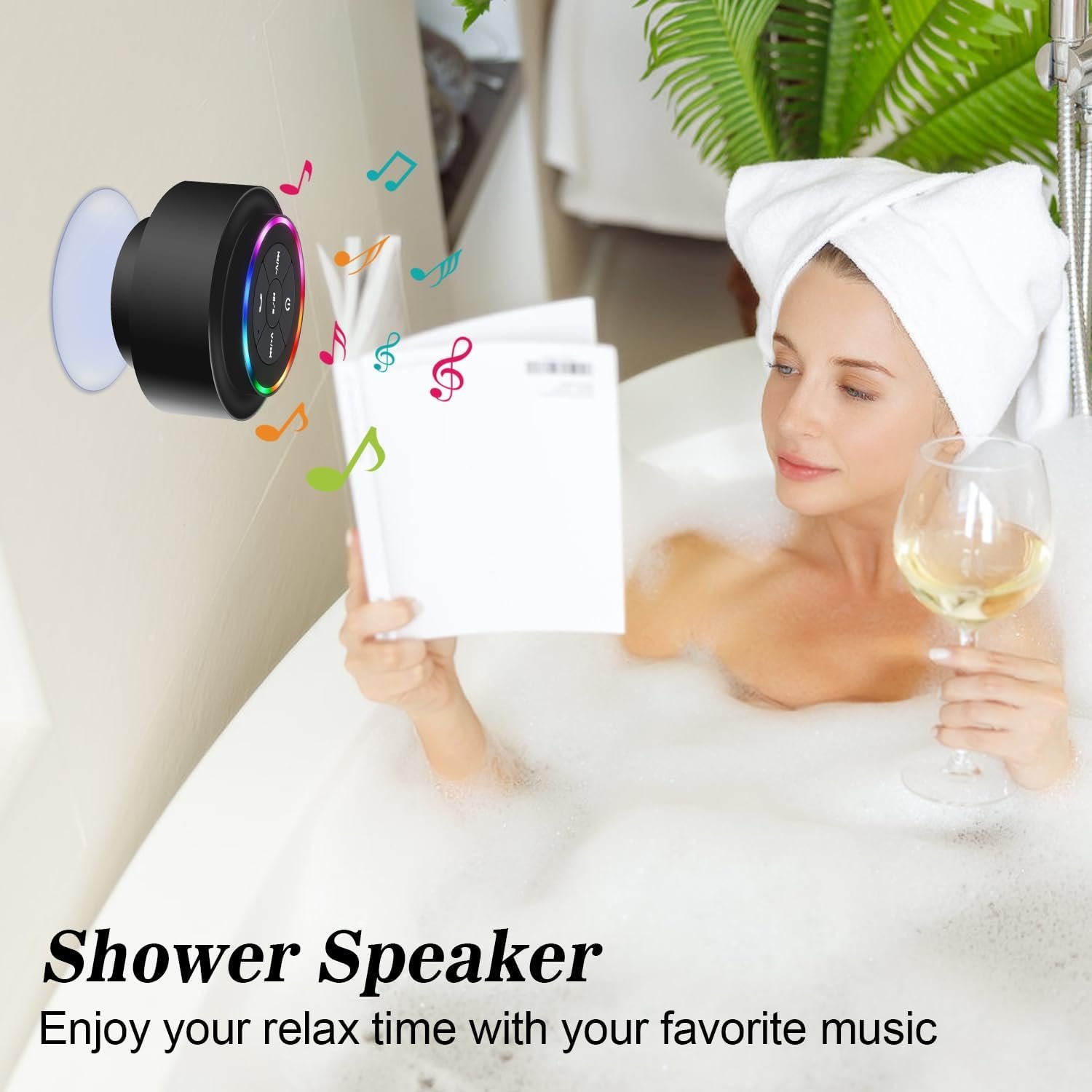 Bluetooth Shower Speaker, Portable Bluetooth Wireless Waterproof Speaker for Pool, Floating IP67 LED Light Bathroom Speaker with Suction Cup for Camping Beach Travel, Electronic Gifts - Image 3