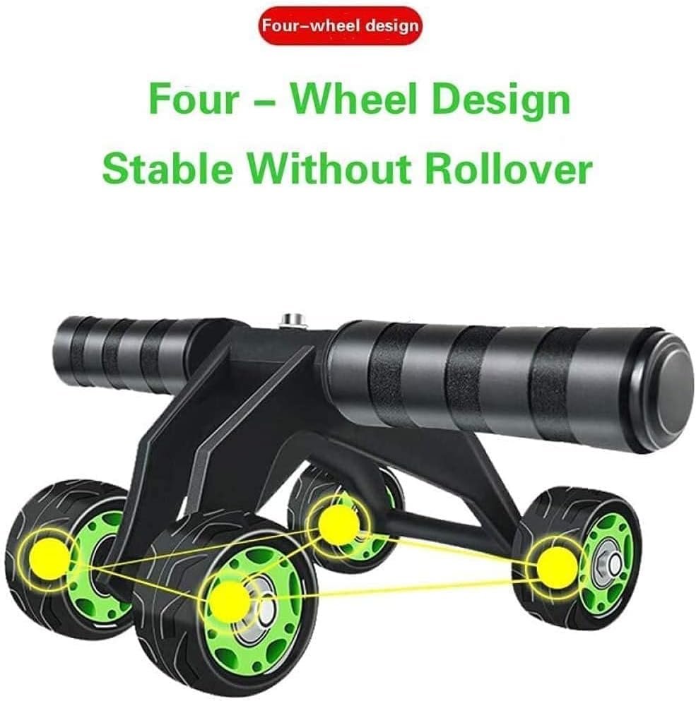 4 Wheel ab Wheel Roller for six Pack abs Workout at Home Exerciser for Abdominal Stomach Exercise Training with Knee Mat Steel Handle for (Men and Women) Multicolor - Image 3