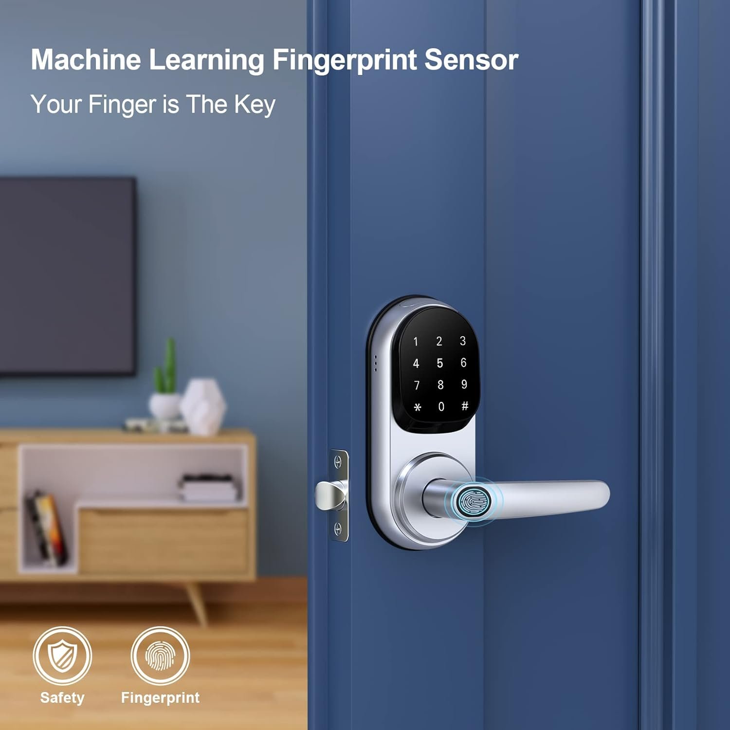 Dermum Smart Lock, Fingerprint Door Lock, Keyless Entry Door Lock, Keyless Door Lock, Smart Door Lock, Smart Lock with Handle, Keypad Door Lock, Door Lock with Keypad, Digital Door Lock (Smart Lock) - Image 5