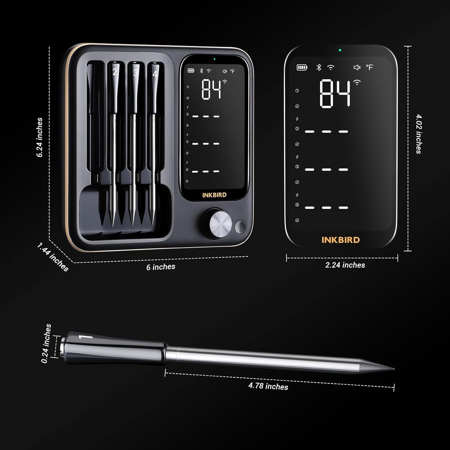 Wireless Meat Thermometer with 4 Probes, Inkbird WiFi Digital Food Thermometer for Turkey Beef Rotisserie Grill Oven,Unlimited Range Dishwasher Waterproof Bluetooth Meat Thermometer for iOS & Android - Image 8