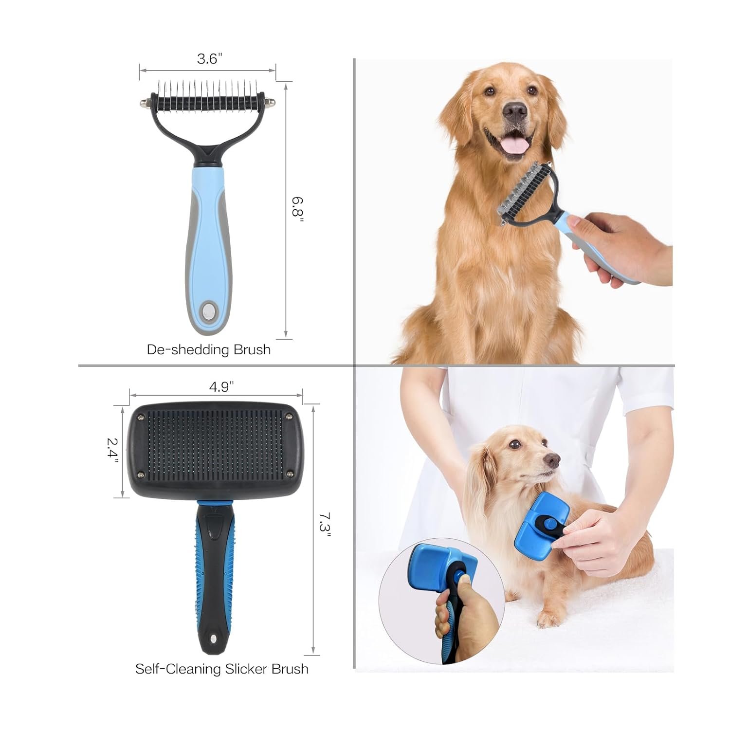 7 in 1 Pet Deshedding Brush Set, Pet Brush Set for Dog and Cat, Dog Grooming Brush Kit, Dog Undercoat Brush Set, Dog Grooming Kit for Long Haired Dogs, Large Dog Accessories for Home - Image 4