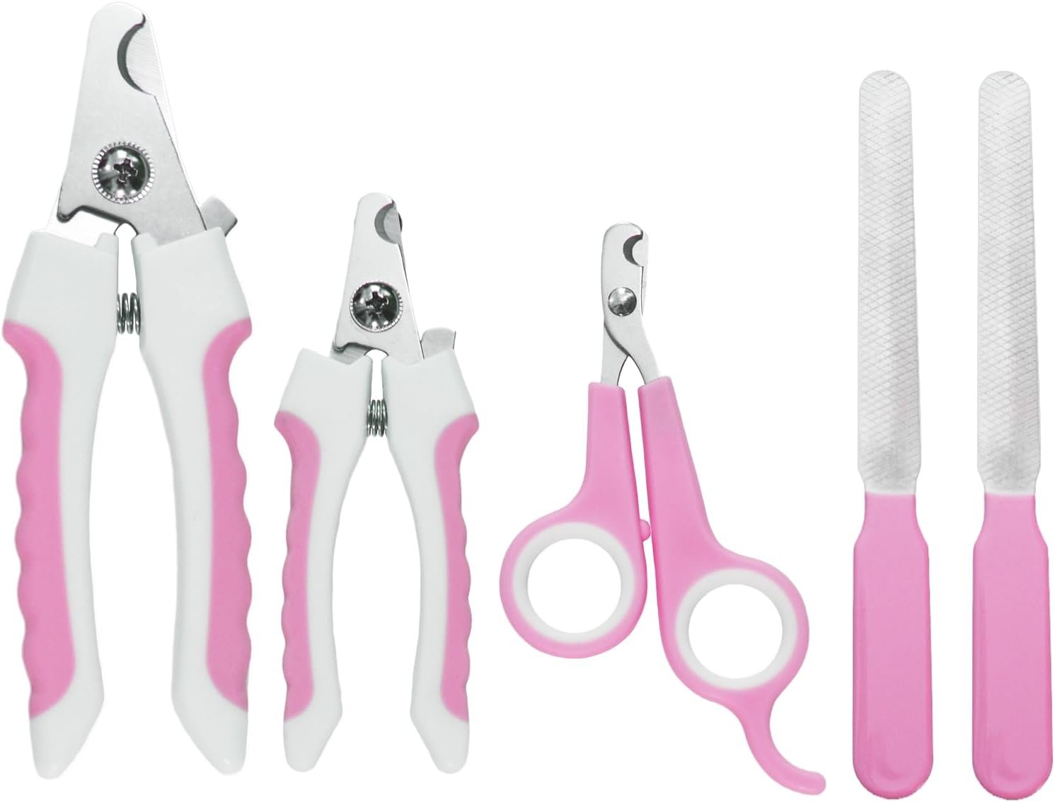 5Pcs Dogs and Cats Grooming Nail Clippers Kit Pet Claws Nail Clipper Trimmers, with Protective Guard Lock to Avoid Over Cutting, Professional Trimmers for Large and Small Cat and Dog Animal. (Pink) - Image 2