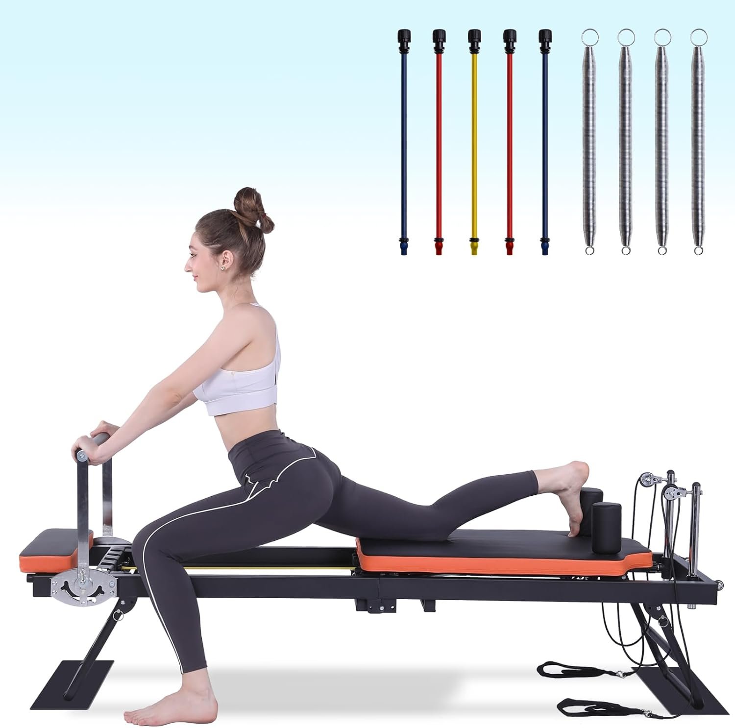 Pilates Reformer,Dpiolrcag Foldable Pilates Machine & Equipment for Home Use and Gym Workout, Suitable for Advanced and Beginners Users, Up to 250 lbs Weight Capacity - Image 2