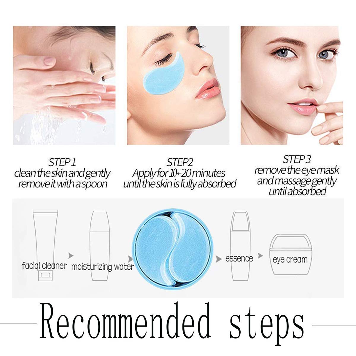 Under Eye Patches,30 pairs Hyaluronic Acid Anti-Aging Under Eye Mask, Collagen Under Eye Gel Pads for Dark Circles, Wrinkles, Fine Line, Puffiness (Blue) - Image 5