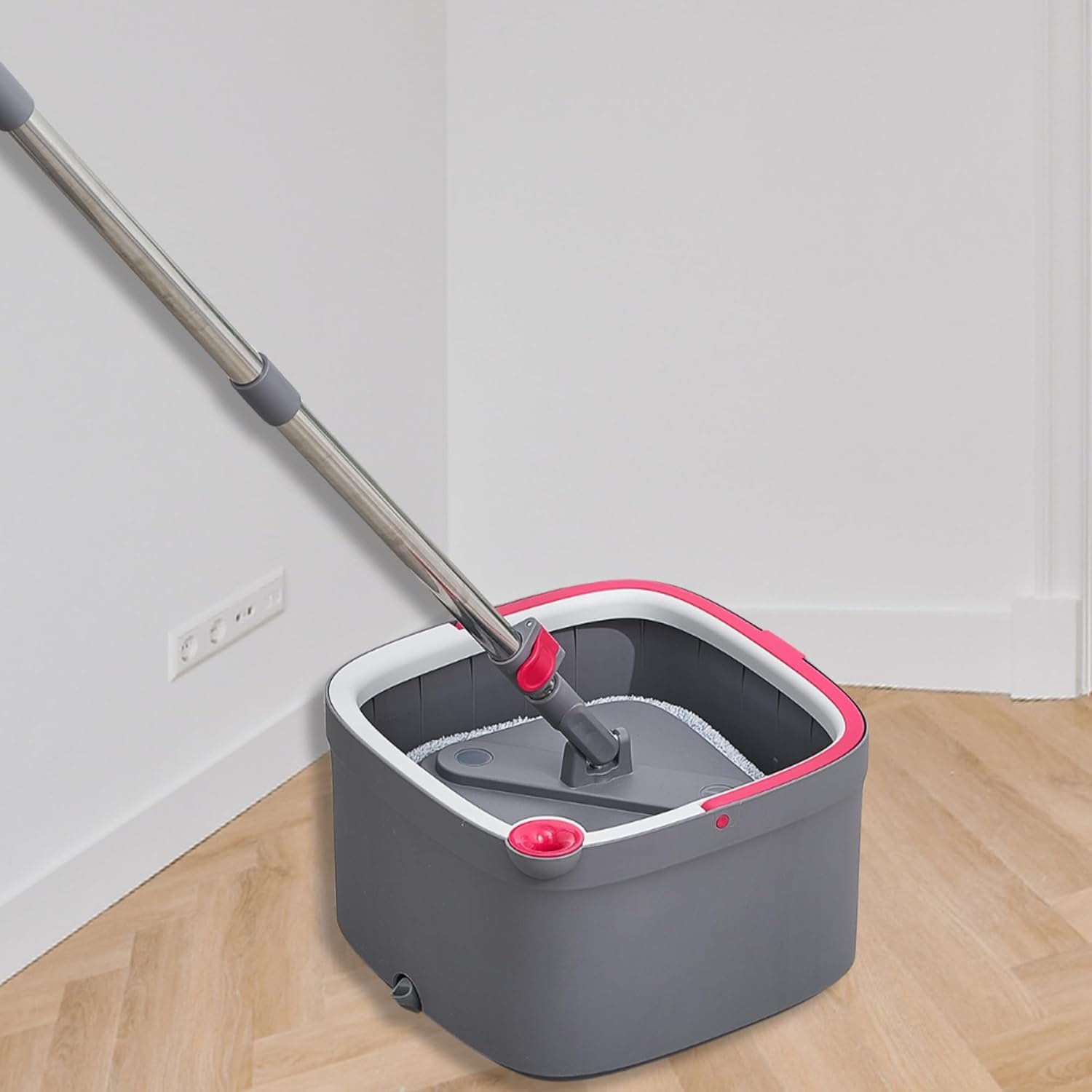 Heavy Duty Square Spin Mop for Floor Cleaning, Separate Compartment for Clean and Dirty Water, Use Any Cleaning Solution, Self Cleaning, Machine Washable Mop Pads - Image 6