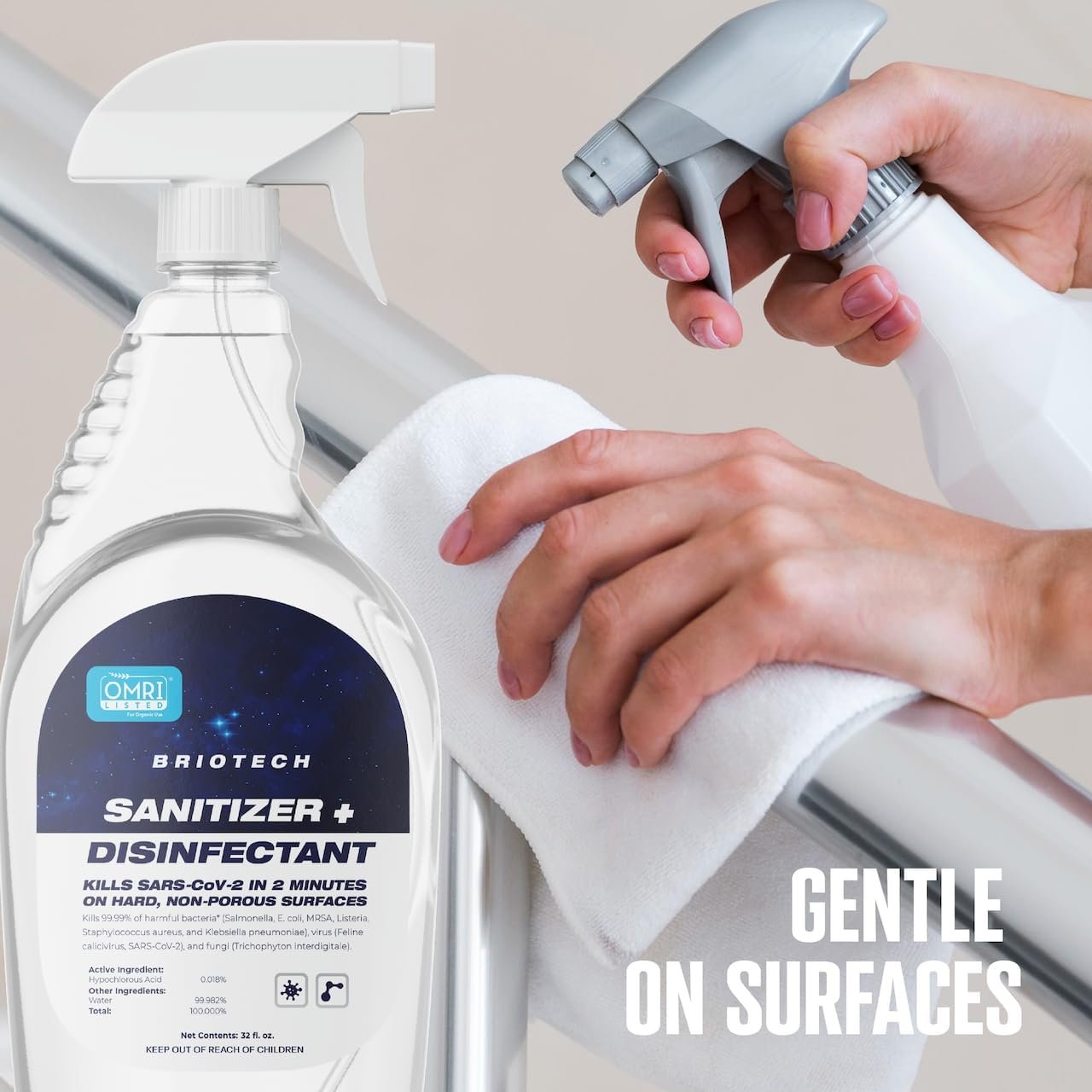 BRIOTECH Sanitizer Disinfectant Hypochlorous Spray, Kills 99.99% of Viruses & Bacteria, Eliminate Odor, Gentle for Nurseries & Play Rooms, Rinse Free Food Contact Surface Sanitizer, 1 Gal Refill - Image 7