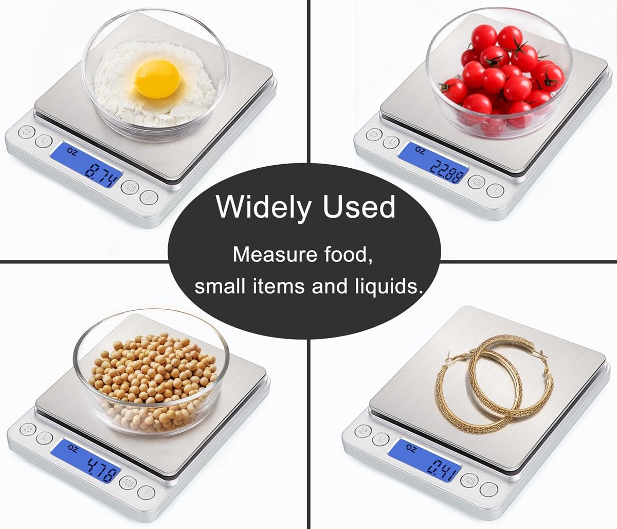 Food Scale Digital Kitchen Scale for Food Ounces and Grams, Small Pocket Scale for Weight, Cooking, Coffee, Jewelry, Baking, 3000g, 0.1g/0.01oz Precision (2 Trays) - Image 9