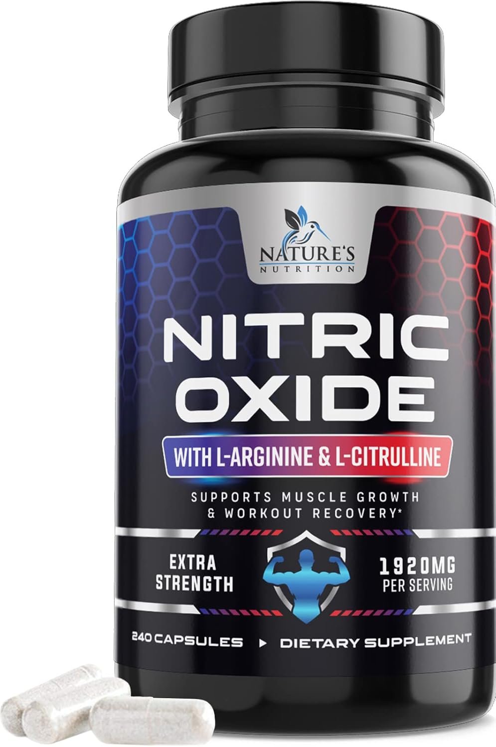 Nitric Oxide Booster Extra Strength - L Arginine 3X Strength Nitric Oxide Support Supplements for Men and Women, Citrulline Muscle, Heart Health, & Energy Support Supplement, Non-GMO - 240 Capsules - Image 2
