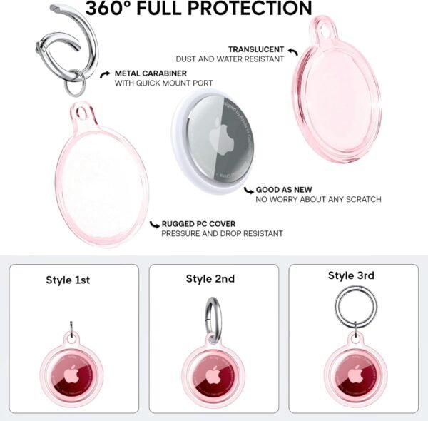 Airtag Holder 4 Pack, Airtag case Waterproof Apple Air Tag Case with Keychain, Scratchproof, Shockproof & Dustproof Airtag Holders for Pet Tracking, Bags, Kids, Keys, Luggage (Pink+Blue+Green+Purple) - Image 4