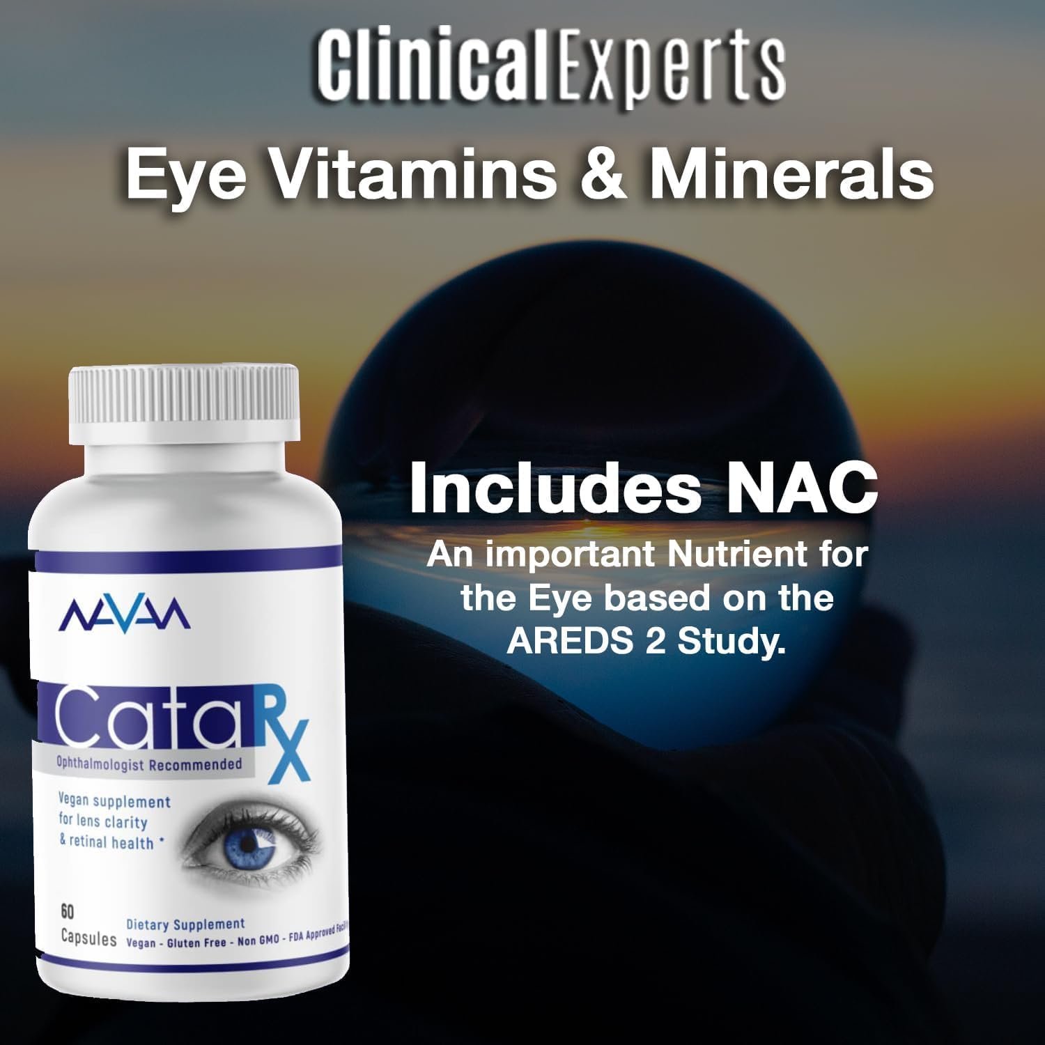 Navan CataRx Antioxidant AREDS 2 Eye Vitamins & Minerals Supplement for Lens Clarity & Retina Health by Clinical Experts - Lutein, Zeaxanthin, Zinc, Vitamin C, NAC - Kosher Certified, 60 Capsules - Image 8
