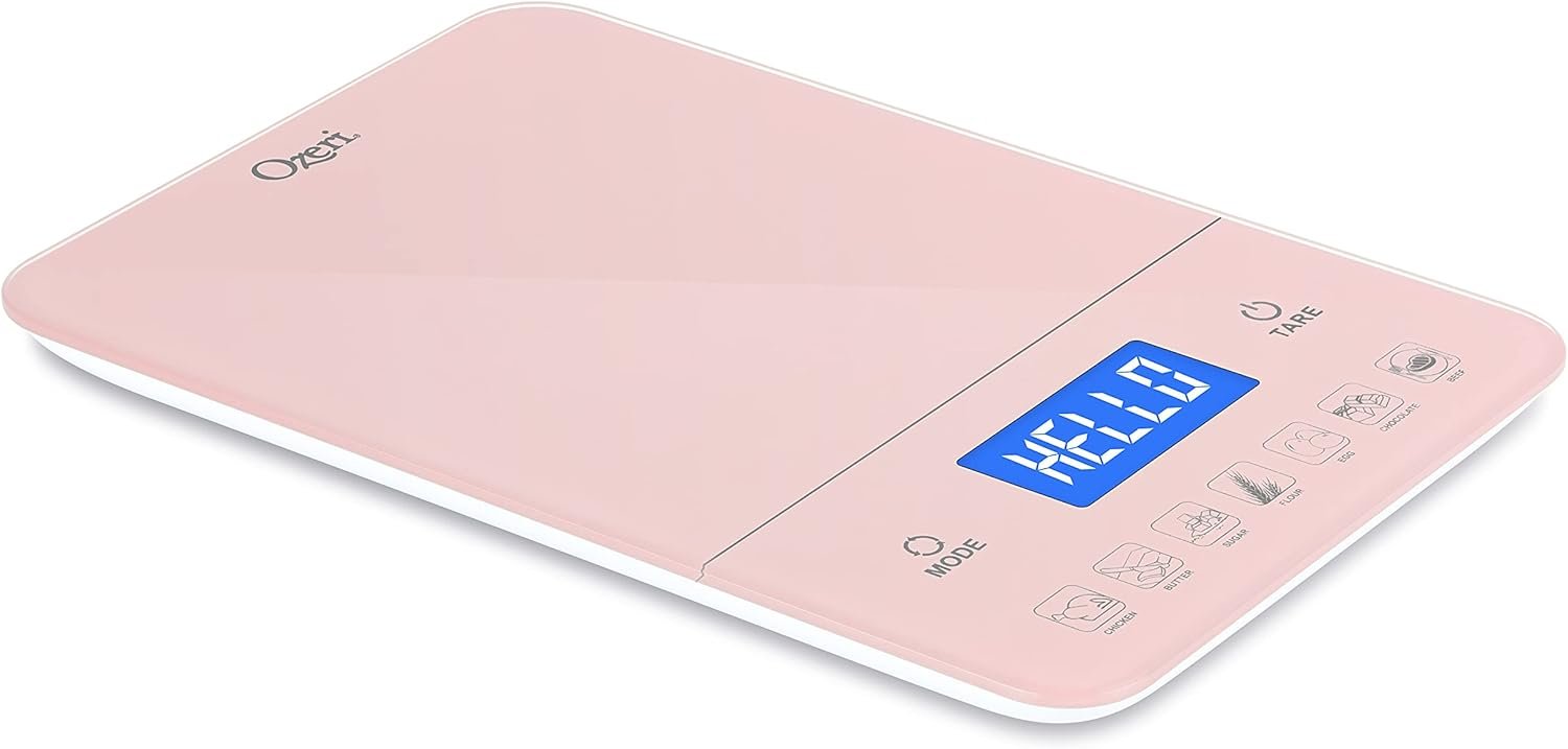 Ozeri Touch III Digital Kitchen Scale with Calorie Counter, 22 lbs (10 kg), Crystal Rose - Image 2