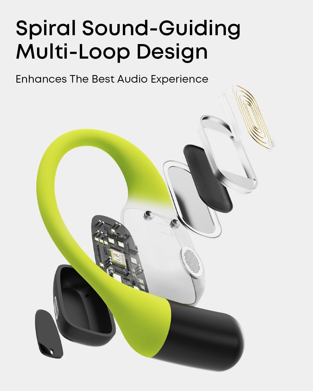 Langsdom Airfit Open Ear True Wireless Earbuds Bluetooth Headphones, Water Resistants, Ultra-Light, Premium Deep Bass with 24Hrs Play time, Ergonomic Design Secure fit for Worksout & Running, Green - Image 5