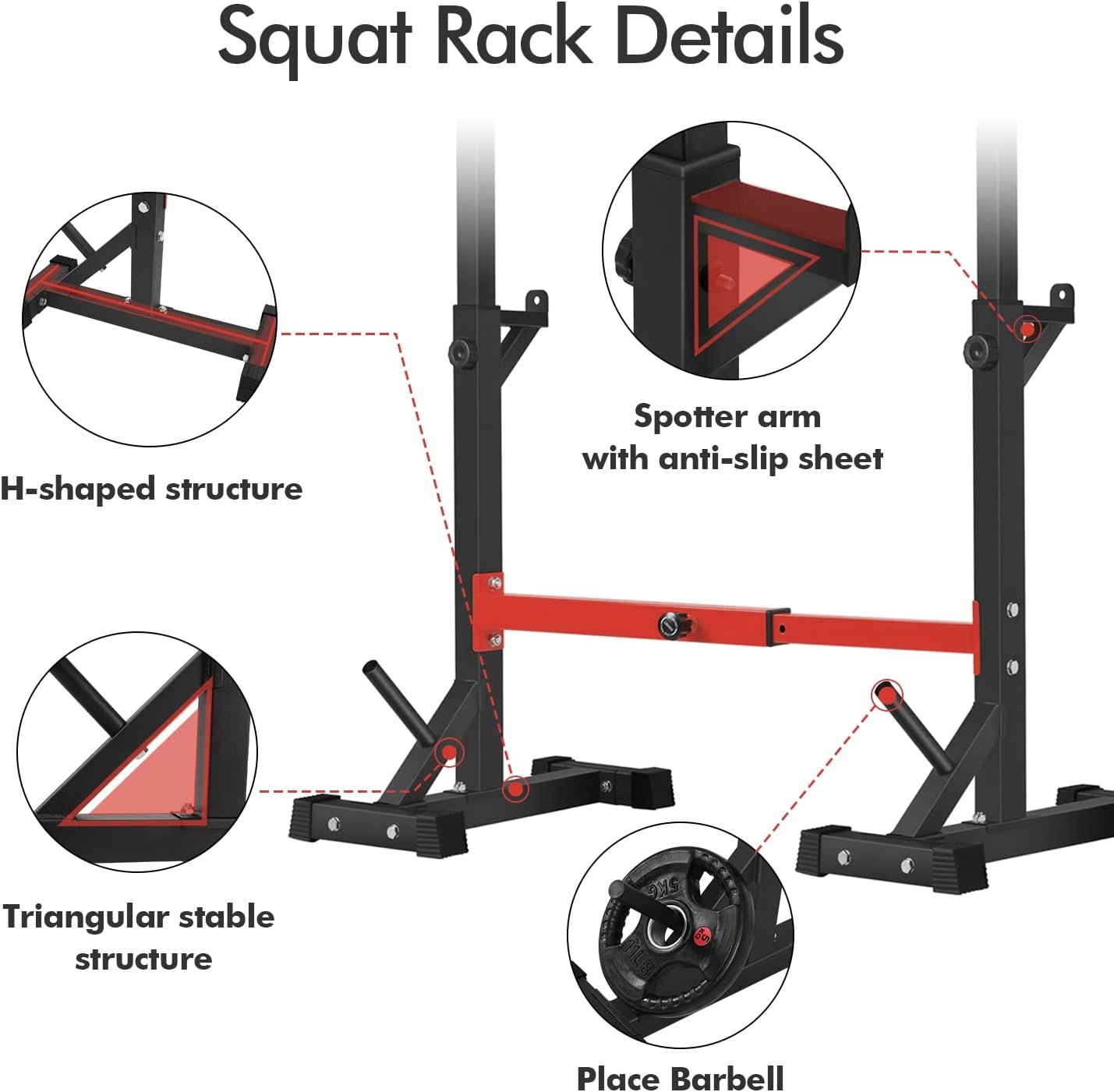 BangTong&Li Squat Rack Stand,Barbell Rack,Bench Press Rack Stand Home Gym Adjustable Weight Rack 550Lbs - Image 3
