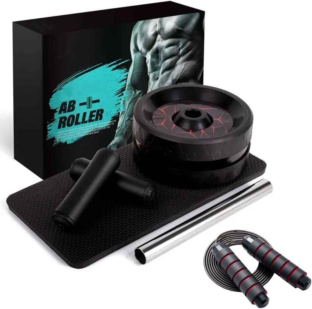 Ab Roller Wheel with Jump Rope - Abs Workout Set for Men & Women | Core Fitness Equipment - Ideal for Core & Abdominal Workouts | Exercise Wheel for Abs | Home Gym Workout Tool. - Image 3