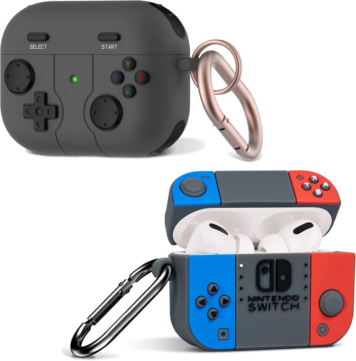 2 Pack for AirPods Pro 2nd Generation Case, Game Console Design Fashion Cool AirPods Pro 2 Case with Keychain for Men Women Soft Silicone Protective Cover Skin for Apple AirPods Pro 2nd Gen 2022 - Image 2