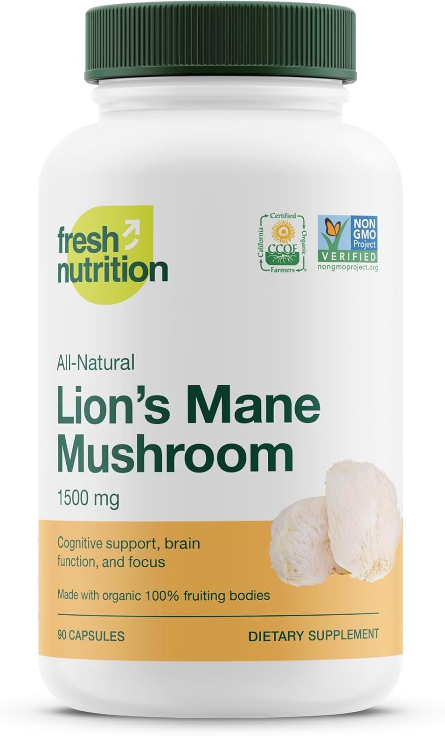 Fresh Nutrition Organic Lions Mane Mushroom Capsules - Strongest DNA Verified Formula - Rich in Alpha Glucan - Powerful Superfood Supplement - Brain, Immune System Benefits - Vegan Friendly - Image 2