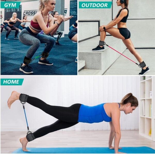 1 Set Ankle Resistance Bands with Cuffs - Leg Workout Equipment Home Gym Ankle Bands for Kickbacks Fitness Training - Resistance Band Ankle Strap Set - Image 6