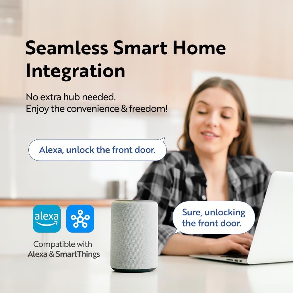 Solity No-Hub Smart Digital Door Lock, Designed in Korea, Keyless Entry, Wi-Fi, Remote Control, Touchscreen Keypad, Auto Lock, IP54 Waterproof GT10K Keypad (Satin Nickel) - Image 5