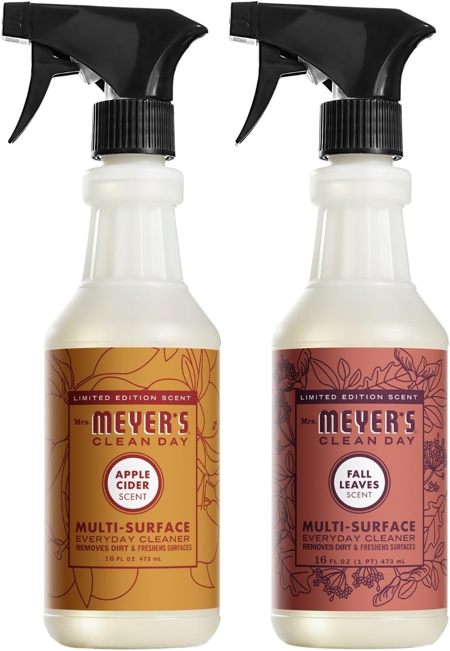 MRS. MEYER'S CLEAN DAY Multi-Surface Cleaner 2 Pack Variety, 16 OZ Each, 1 CT (Apple Cider + Fall Leaves) - Image 2