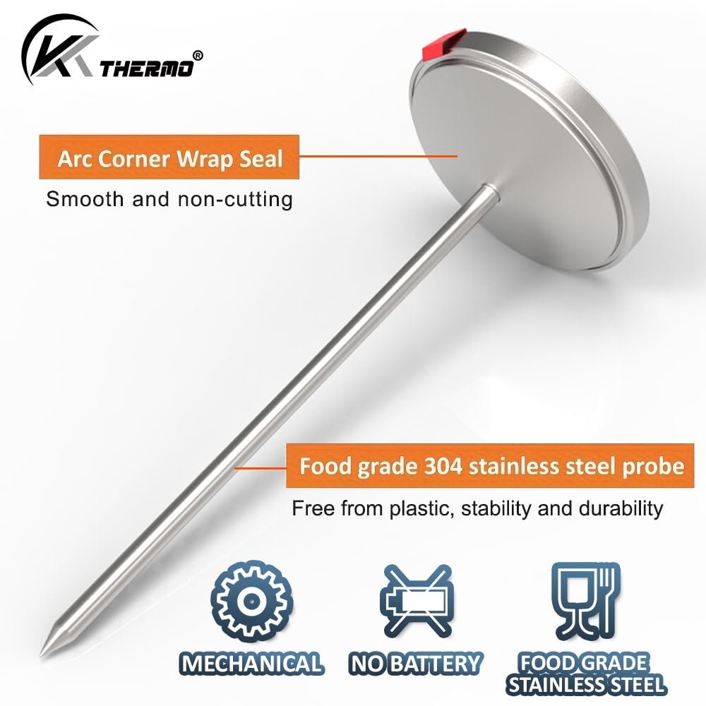 KT THERMO Meat Thermometer for Cooking - NSF certificated Instant Read Cooking Temperature Thermometer Oven Safe, Waterproof 2.5" dial, 5" Long Probe for Poultry,Roasting,Baking,BBQ Cooking - Image 5