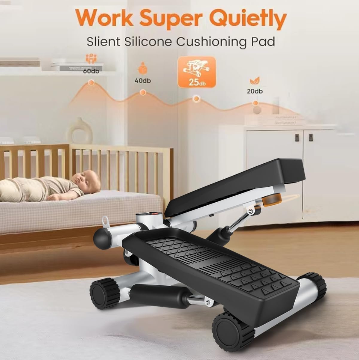 Steppers for Exercise, Stair Stepper with Resistance Bands, Mini Stepper with 330LBS Loading Capacity, Hydraulic Fitness Stepper with LCD Monitor, No Assembly Required - Image 8