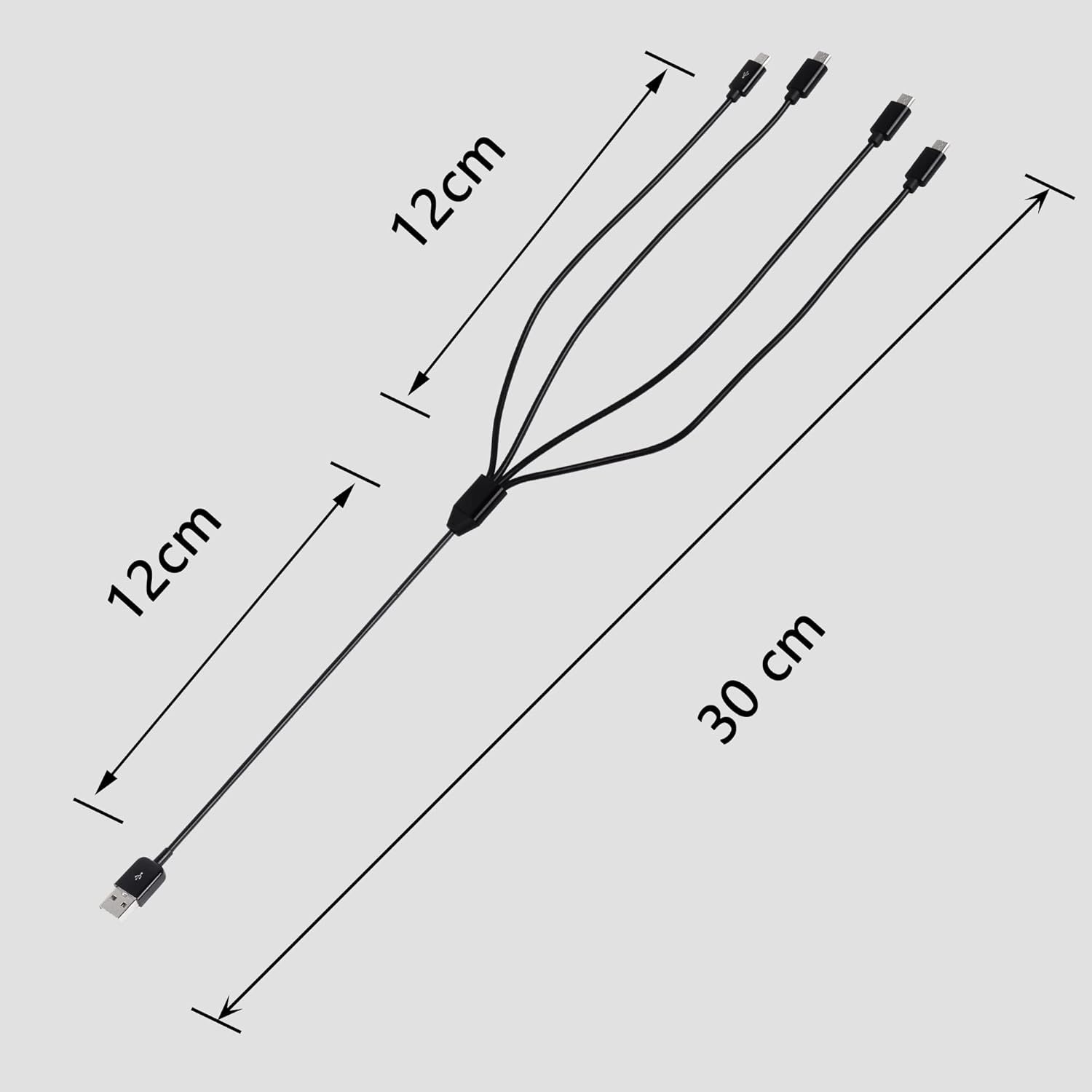 CERRXIAN USB Type C Splitter Charging Cable,1ft 4 in 1 Multi Charging Cable, USB A to 4 x USB Type C Y Splitter Data Snyc Cord(0.3m-4 USB C, Black) - Image 7