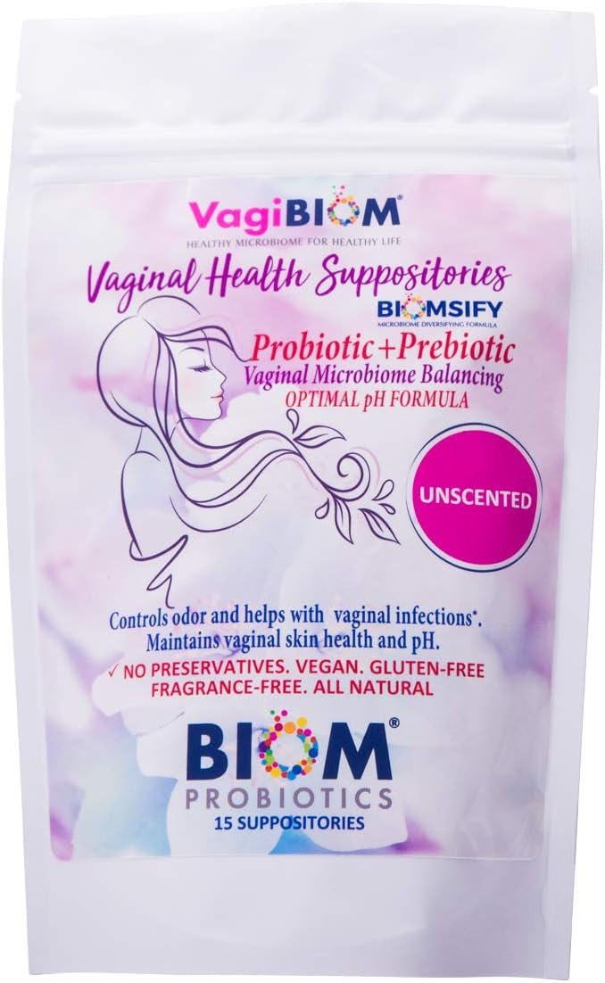 Biom Vaginal Probiotic Suppository: Natural Vaginal pH and Odor Control Regimen; Balance and Nourishes Vaginal Lactobacillus Flora ; No Parabens, Fragrance-Free (15) - Image 2