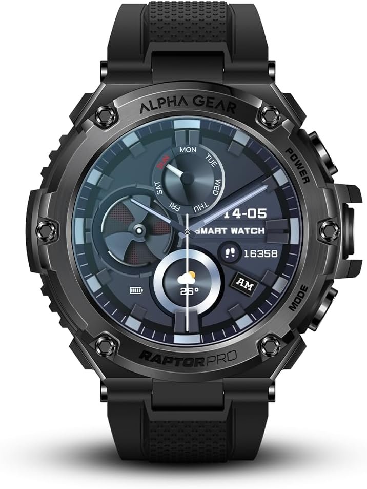 Raptor PRO Smartwatch for iPhone & Android, Rugged Smart Watch (Answer/Make Call), Wellness Tracker with 1.58" AMOLED Screen, 10-14 Days Battery, 5 ATM (2xScreen Protector Included) - Image 4