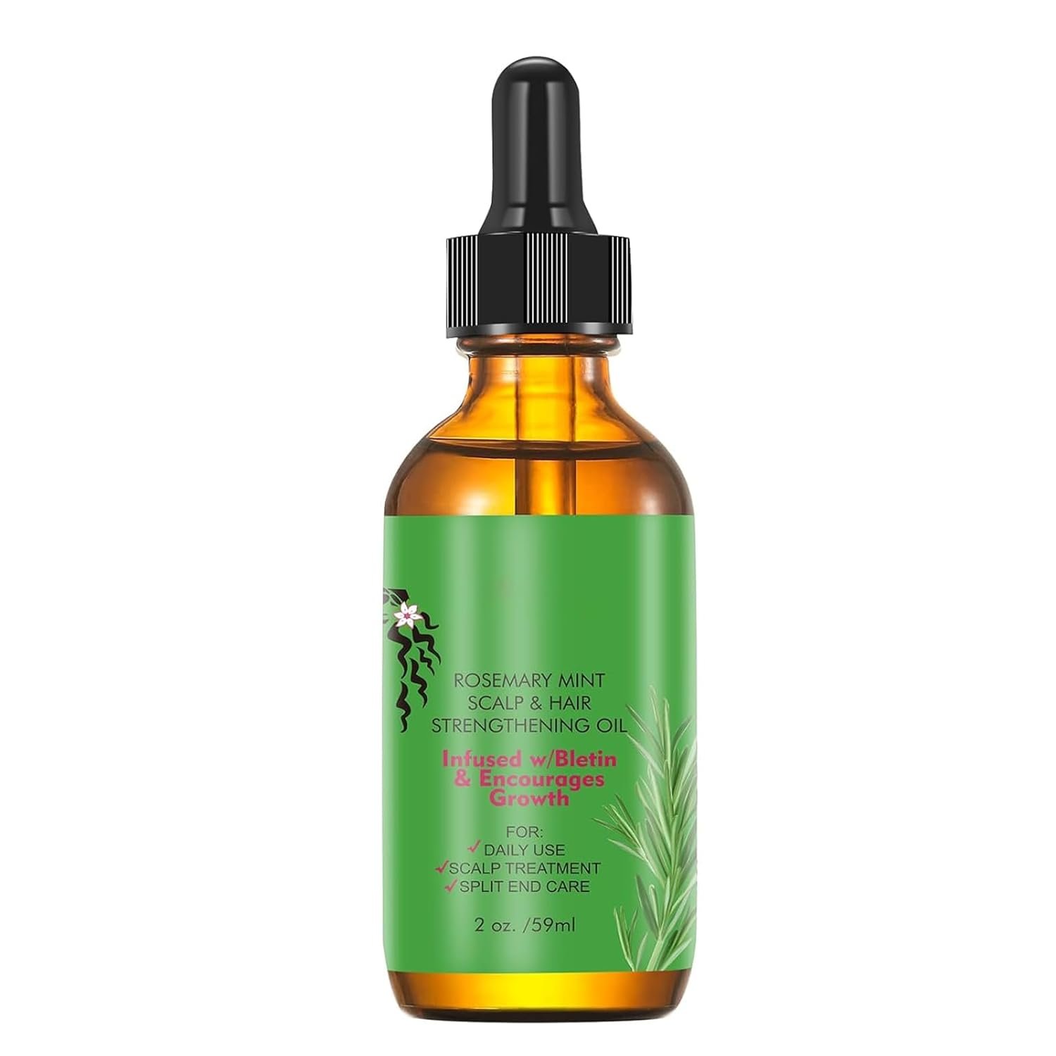 Rosemary Hair Growth Oil and Serum - Dry Scalp Treatment, Hair Thickening Products for Women, Hair Loss Essential Oils for Diffuser (2OZ) - Image 2