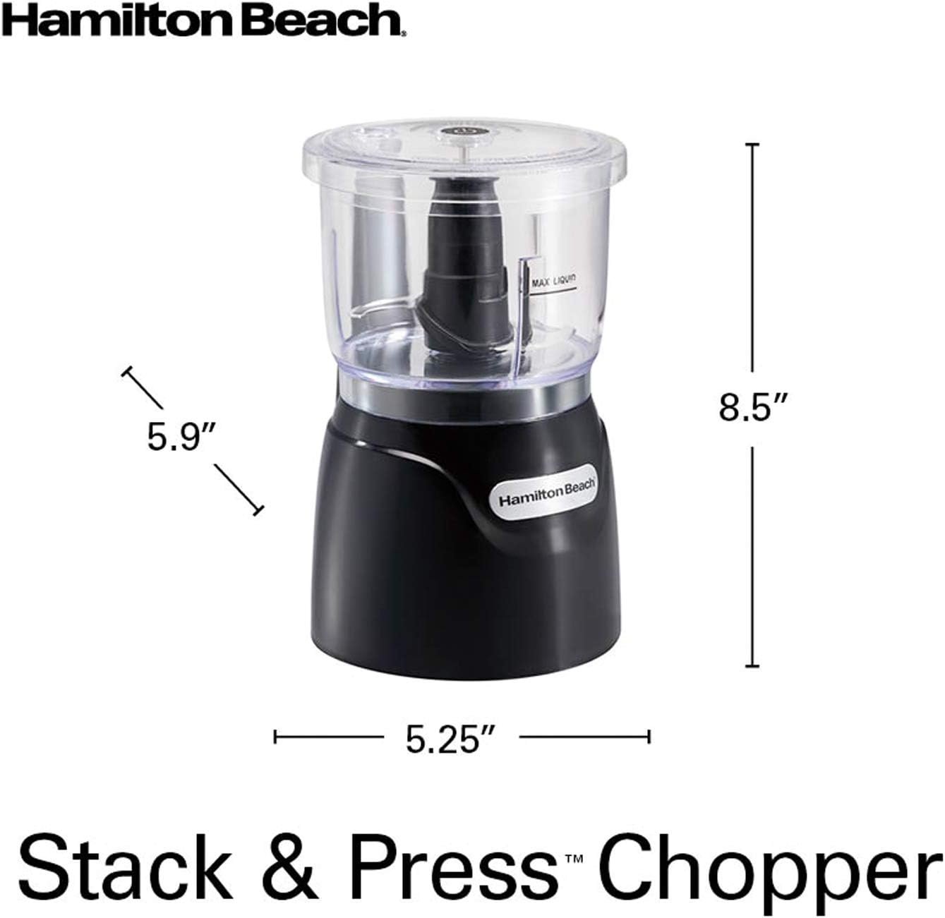 Hamilton Beach Electric Vegetable Chopper & Mini Food Processor, 3-Cup, 350 Watts, for Dicing, Mincing, and Puree, Black (72850) - Image 8