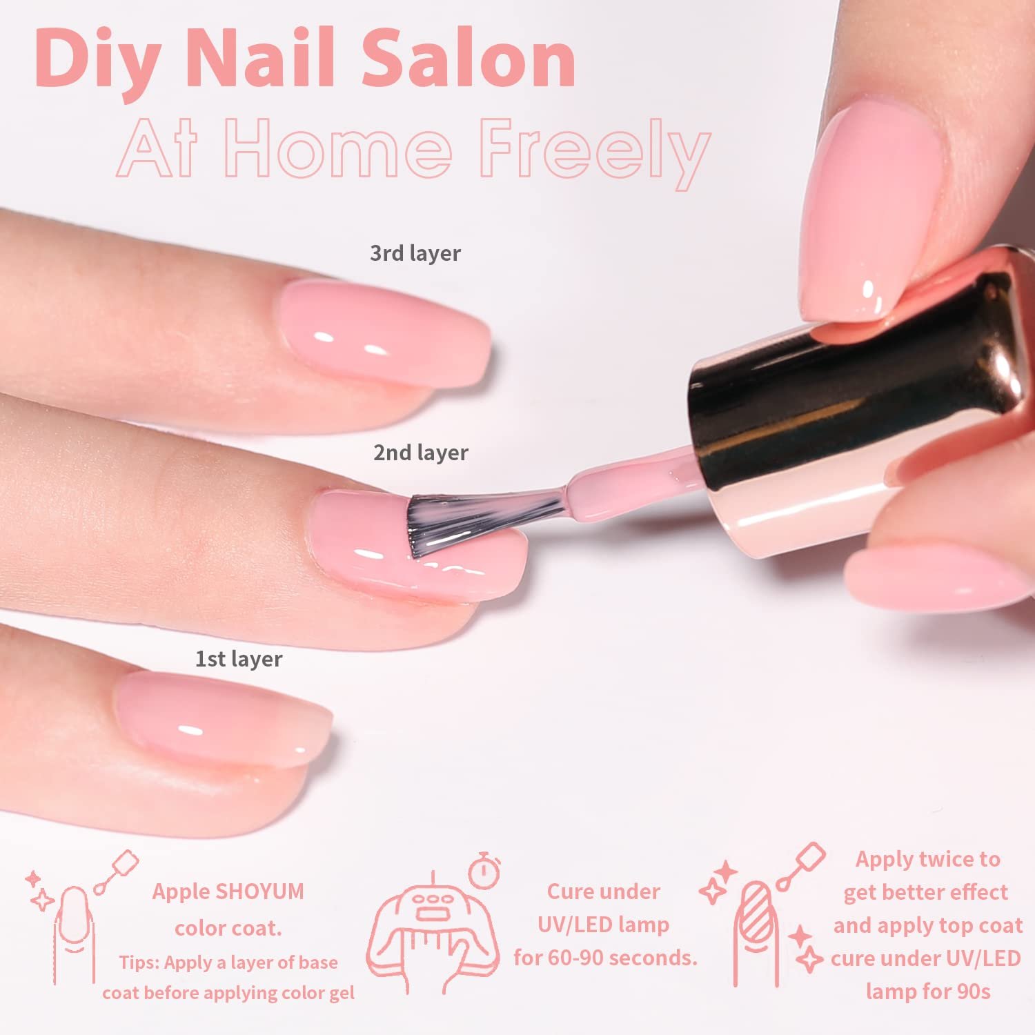 Jelly Pink Gel Nail Polish Set of 10 Colors Including Pink Purple Milky White Nude Gel Polish Kit UV LED Soak Off Nail Polish Home DIY Manicure Nail Salon Varnish - Image 6