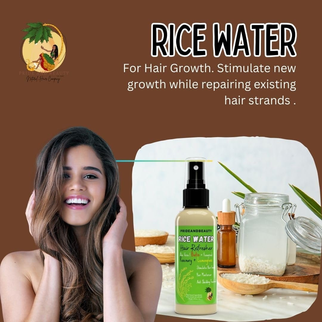 Rice Water For Hair Growth - Hair & Scalp Treatment, Rosemary Water Spray For Hair Growth, Infused with Biotin, Vegan Non-Greasy Spray Naturally Thicker hair. (Rosemary + Lemongrass, 4 OUNCES) - Image 4