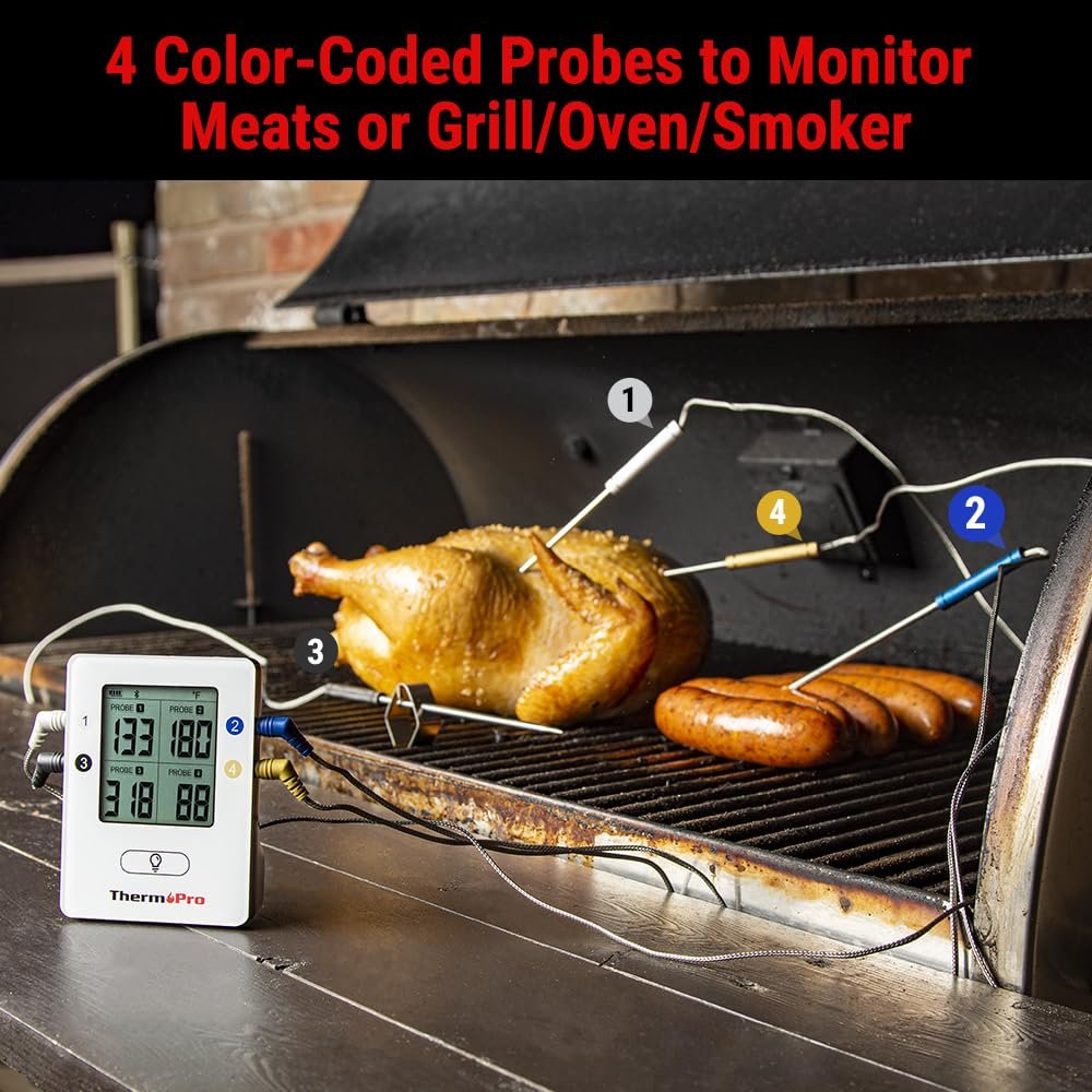 ThermoPro TP25 650FT Wireless Meat Thermometer with 4 Probes, Bluetooth Meat Thermometer for Cooking, BBQ Oven Food Smoker Thermometer Rechargeable - Image 3