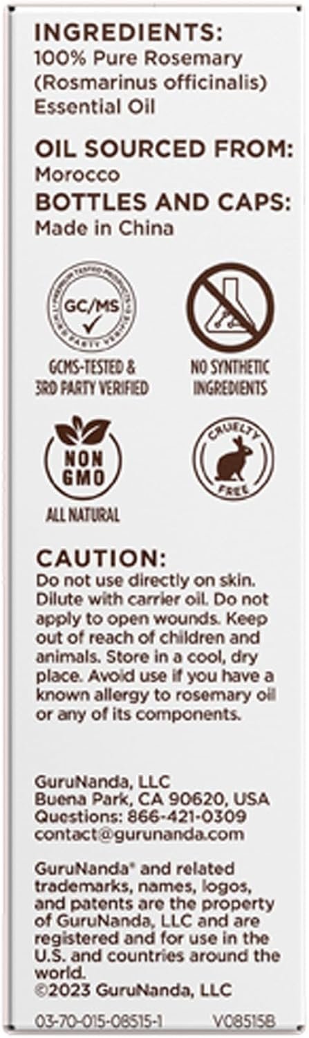 GuruNanda Rosemary Essential Oil - 100% Pure & Natural, Undiluted, Non-GMO - for Hair, Skin & Aromatherapy Diffuser - 15ML - Image 8
