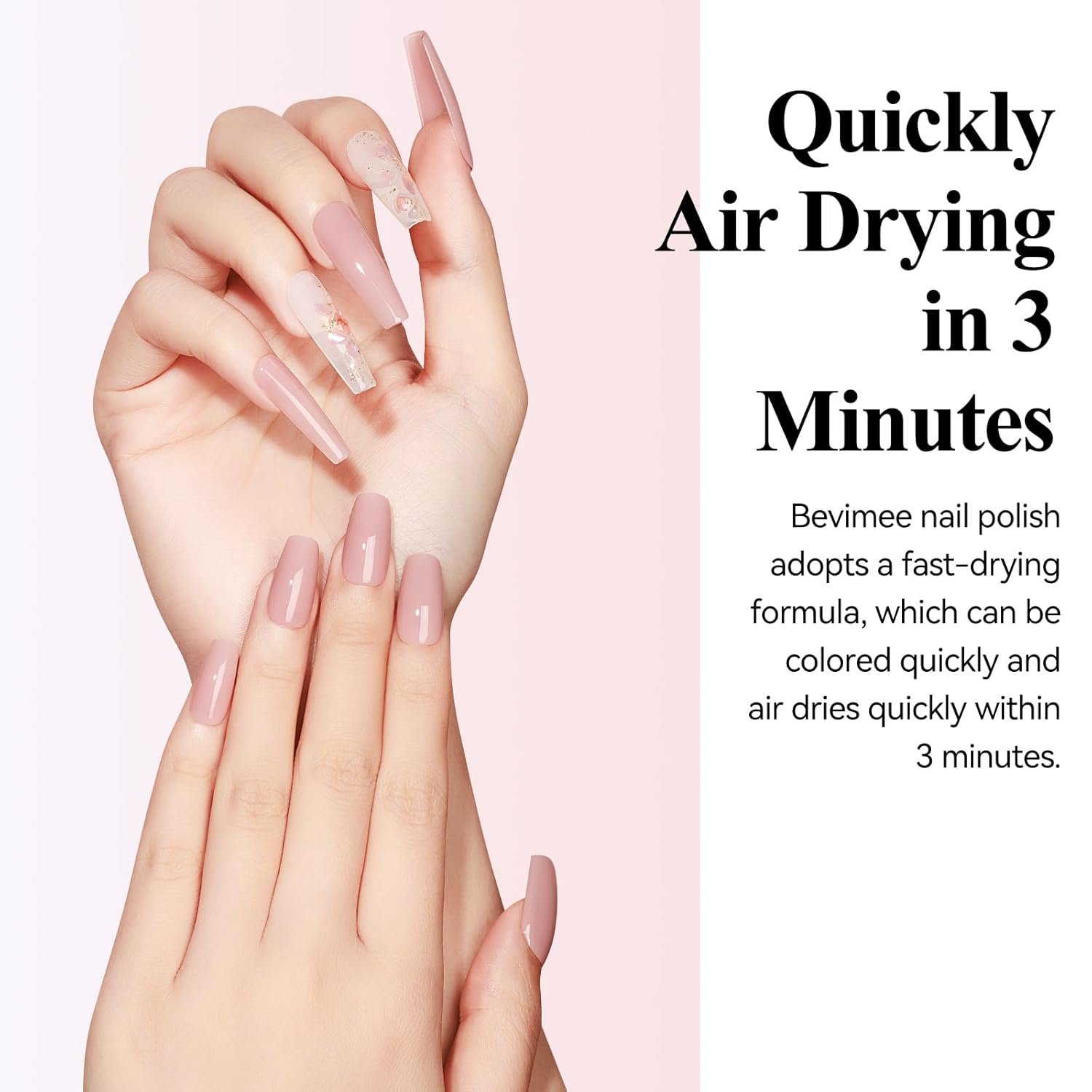 Quick Dry Nail Polish Air Fast Drying, Sheer Nude Regular Color Nail Polish Holographic High Coverage Nail Lacquer Water Based Natural Nail Art No Required UV LED, 12ML - Image 7