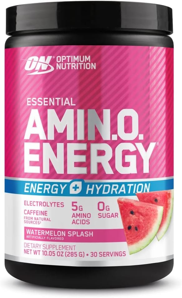 Optimum Nutrition Amino Energy Powder Plus Hydration, with BCAA, Electrolytes, and Caffeine, Watermelon Splash, 30 Servings (Packaging May Vary) - Image 2