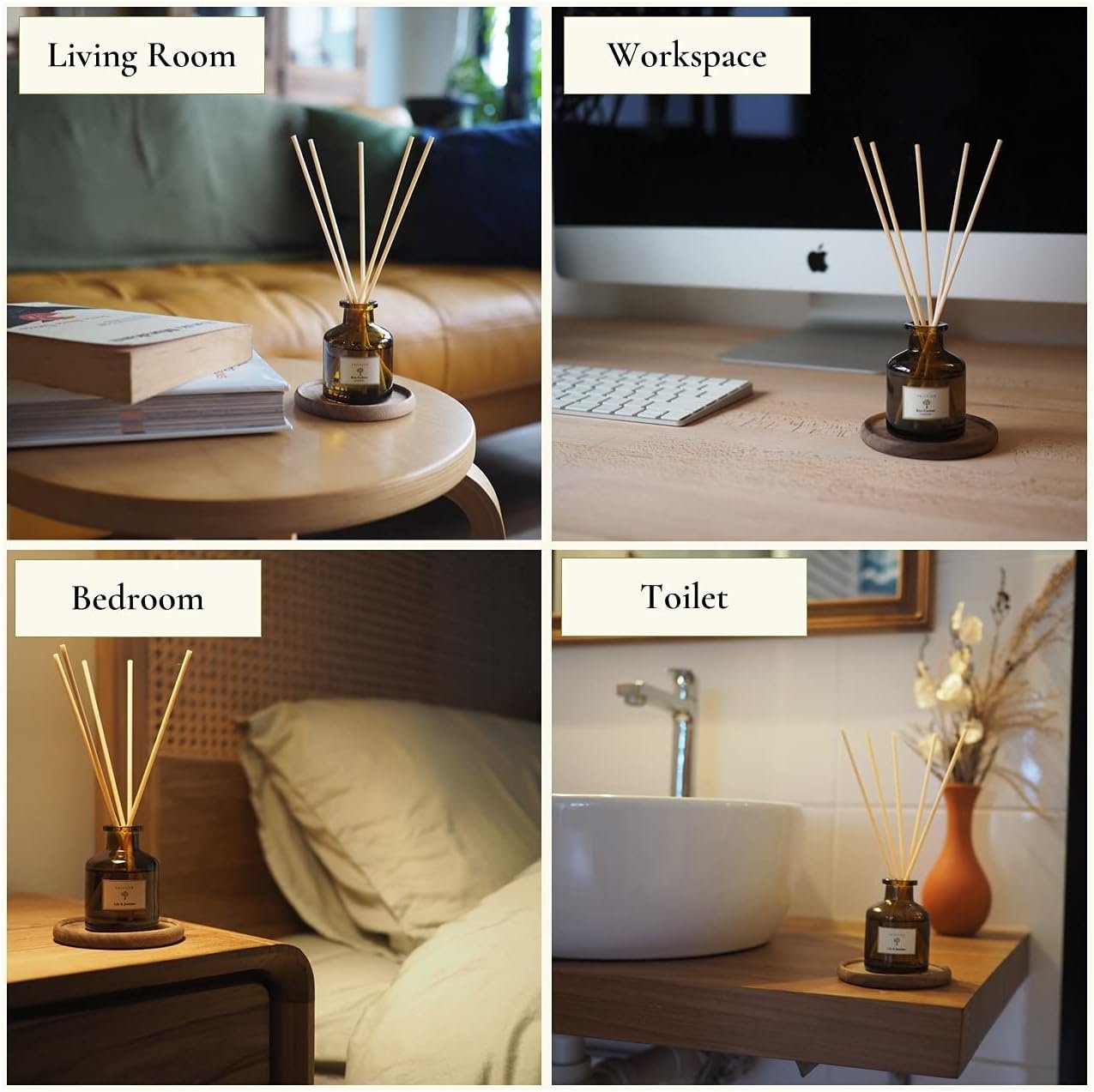 PRISTINE Garden Reed Diffuser Set, Lavender/Lemongrass/Lily & Jasmine, 1.69Oz x 3 Packs Reed Diffuser, Oil Diffuser Sticks, Home Fragrance, Fragrance Diffuser for Home & Office Decor | Fragrance Gift - Image 5