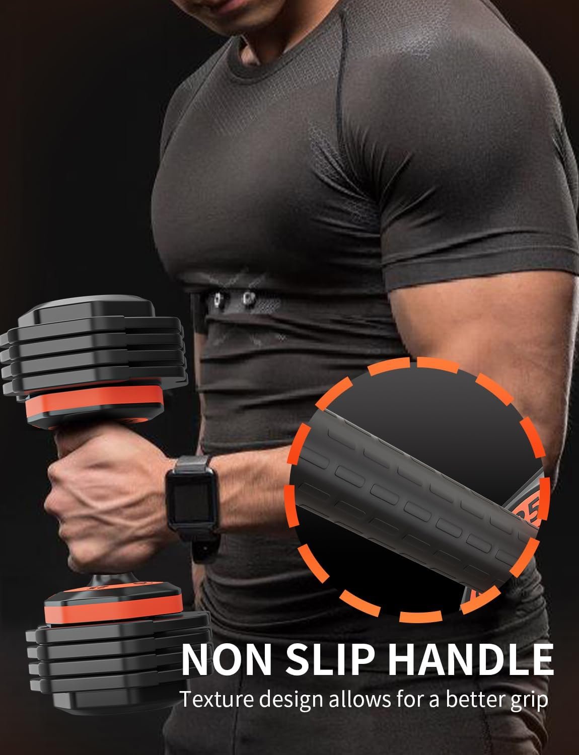 LEEKEY Adjustable Dumbbells, Dumbbells with Anti-Slip Handle for Exercise & Fitness Fast Adjust Weight, Innovative Workout Equipment - Image 7