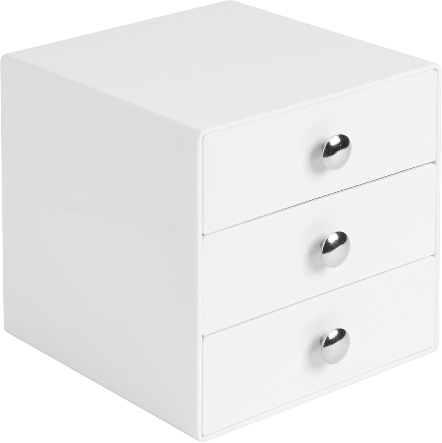 iDesign 3-Drawer Plastic Vanity Organizer, Compact Storage Organization Drawers Set for Cosmetics, Dental Supplies, Hair Care, Bathroom, Dorm, Desk, Countertop, Office, 6.5" x 6.5" x 6.5", White - Image 6