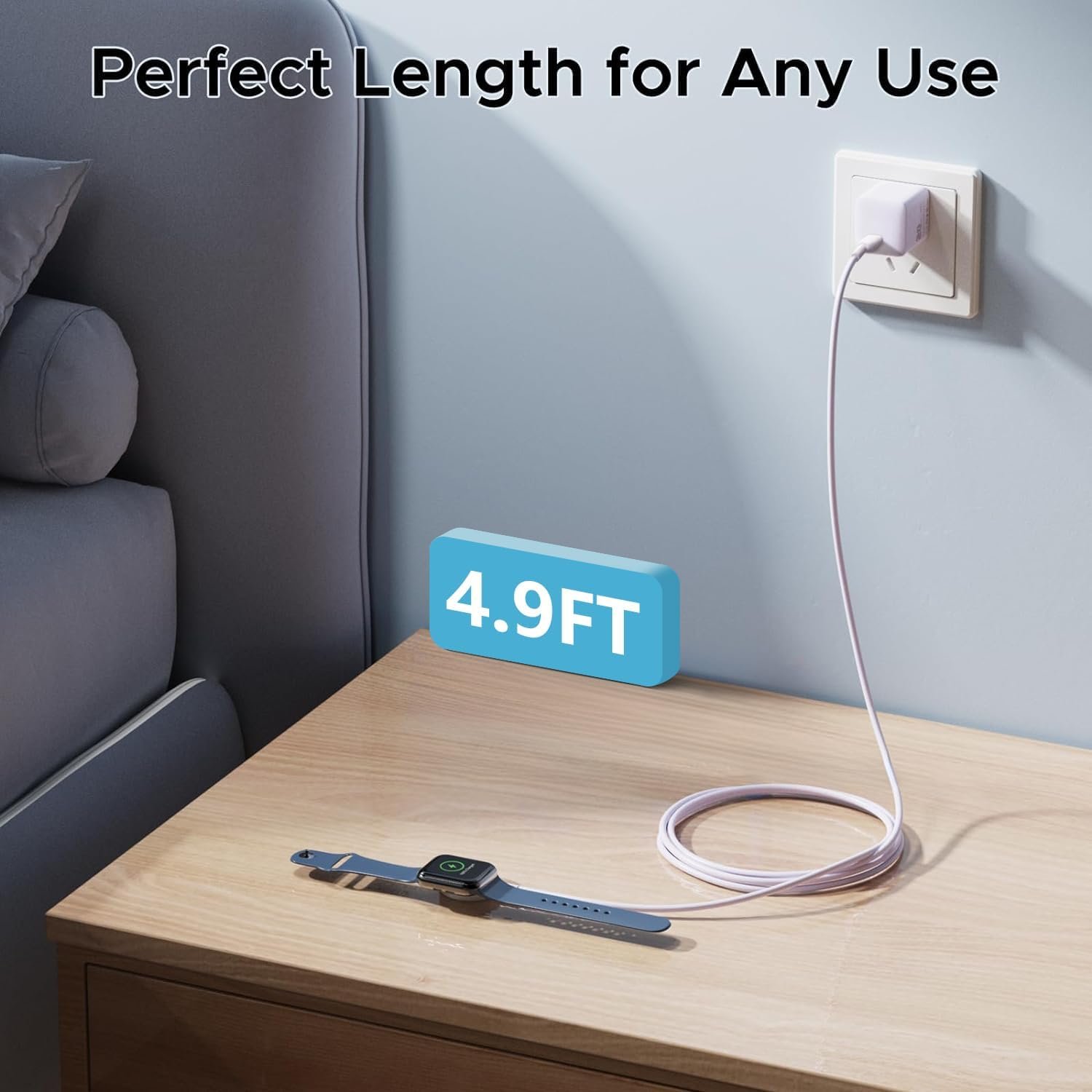 USB C Watch Charger Cable for Apple Watch, Magnetic iWatch Charger Fast Charging, Compatible with Apple Watch Series 9/8/7/Ultra/SE/6/5/4/3/2/1, Upgraded USB C Charger for iWatch (4.9ft/1.5M) - Image 7