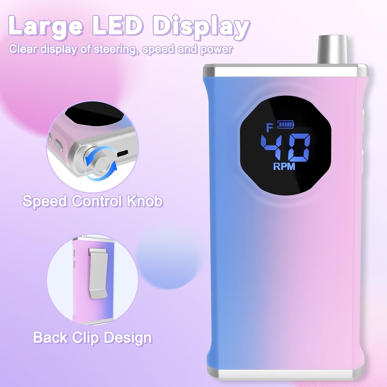 Electric Nail Drill Professional Kit, 40,000 RPM Portable Nail Drill | Rechargeable 3000mAh Electric Nail File with LED Display for Acrylic Nails, Gel Polishing, Salon & Home DIY - Image 5