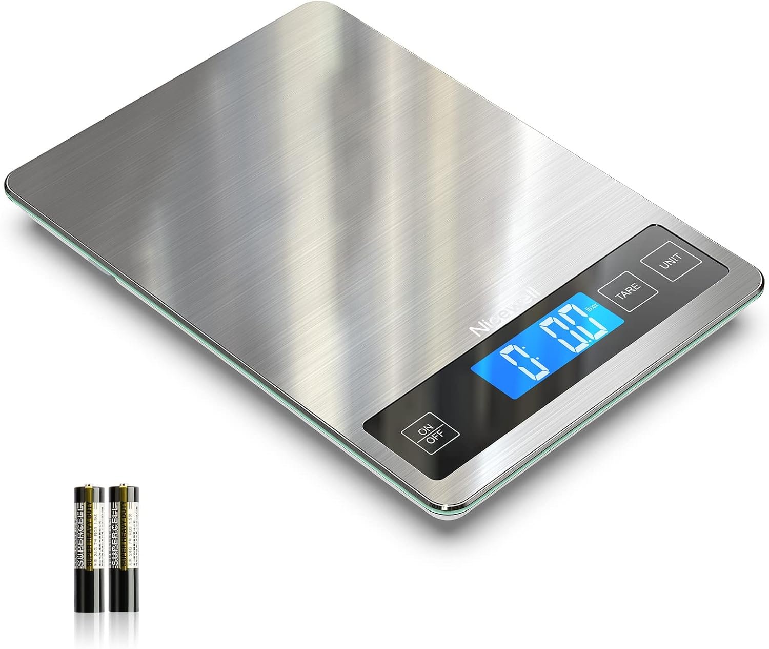 Nicewell Food Scale, 22lb Digital Kitchen Scale Weight Grams and oz for Cooking Baking, 1g/0.1oz Precise Graduation, Stainless Steel and Tempered Glass (Ash Silver) - Image 2